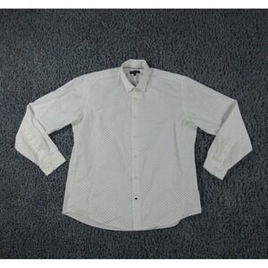 Ben Sherman Shirt Mens Large 16.5x34/35 White Blue Geometric